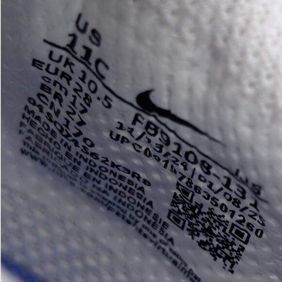 Nike Dunk Low Trainers Shoes Round Toe White Hyper Royal Size US11C EU28 - Picture 7 of 11